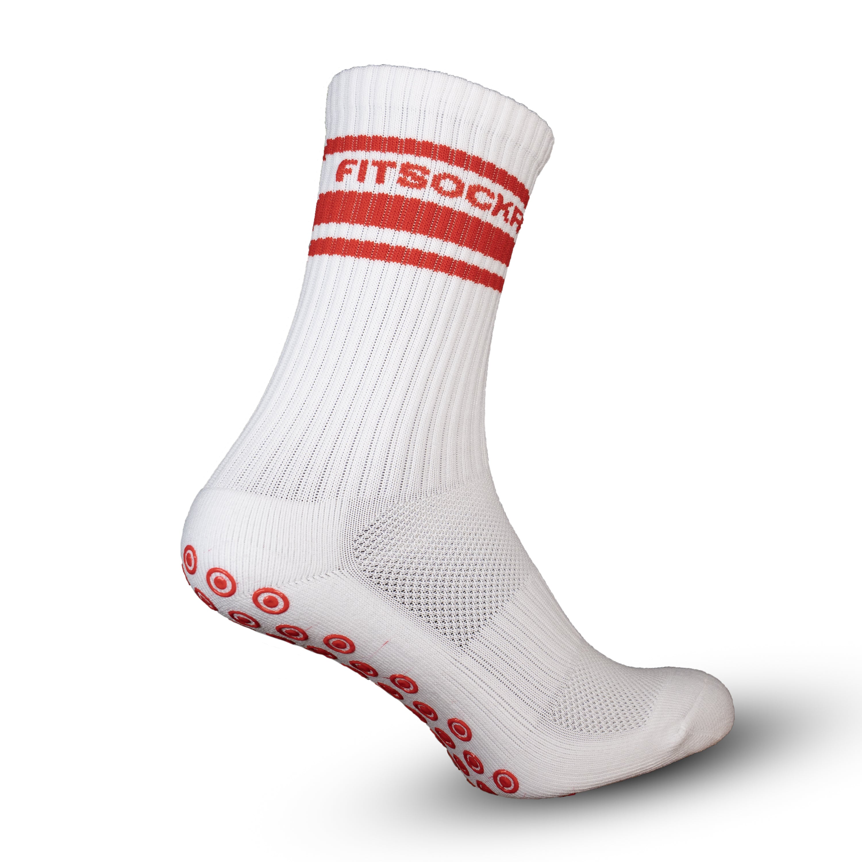 FitSockr Gripsokken V2 Line - Wit Rood 3 paar