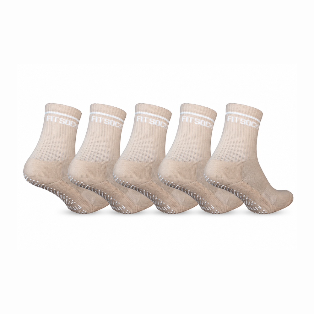 FitSockr Gripsokken Balance - Pilates - Beige 5 Paar