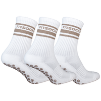 FitSockr Gripsokken V2 Line - Wit Bruin 3 paar