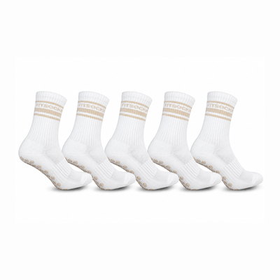 FitSockr Gripsokken V2 Line - Wit Beige 5 Paar