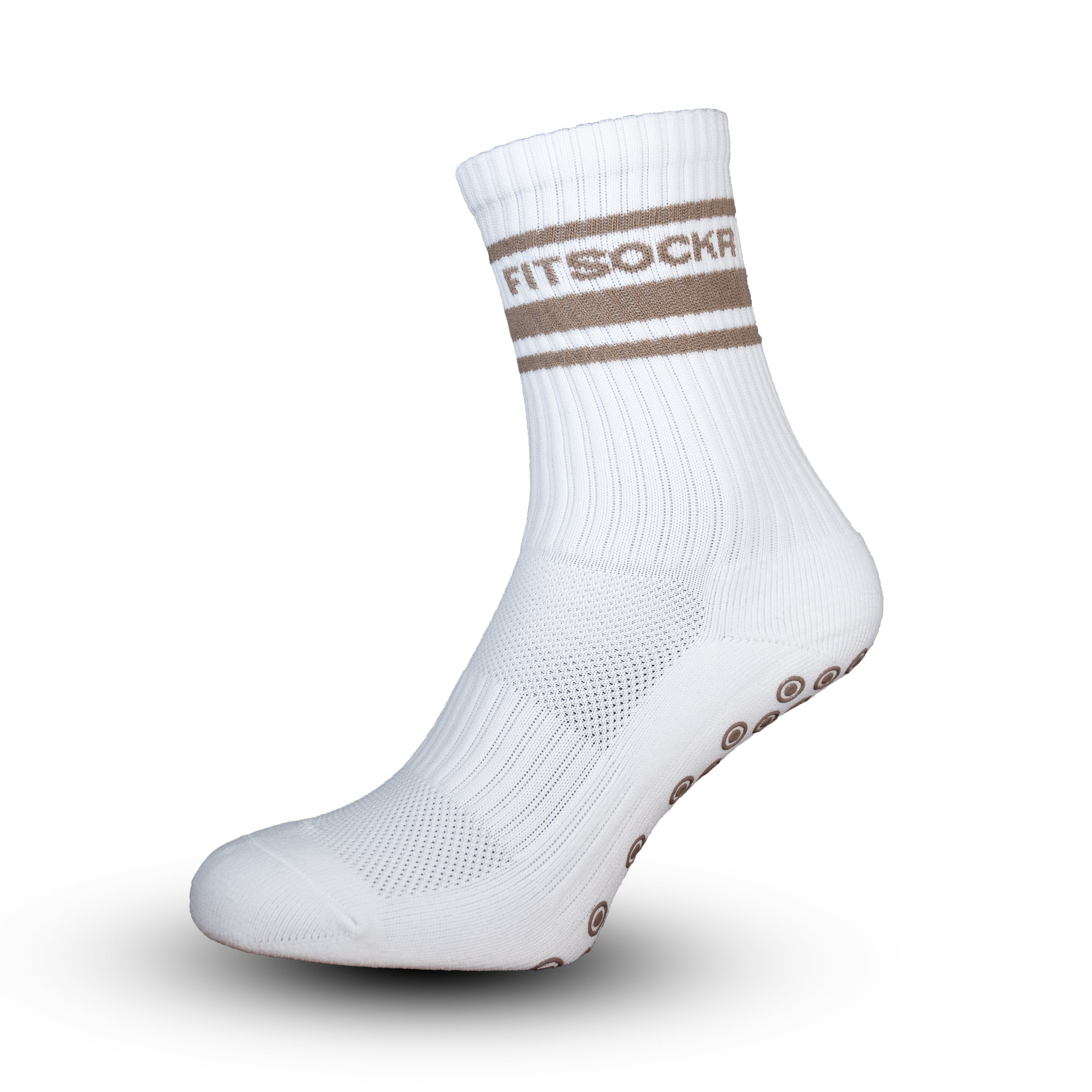 FitSockr Gripsokken V2 Line - Wit Bruin 3 paar