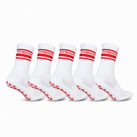 FitSockr Gripsokken V2 Line - Wit Rood 5 paar