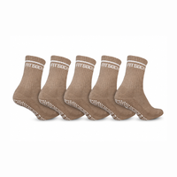 FitSockr Gripsokken Balance - Pilates - Bruin 5 Paar